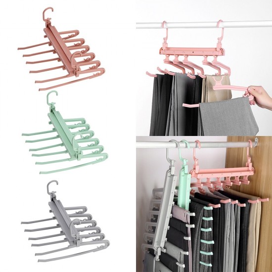 Folding Multifunctional Pants Rack Pant Storage Cloth Rack Trousers Hanging Shelf Non-Slip Clothing Organizer Clothes Hangers