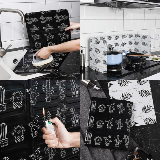 RETYLY 1Pcs Kitchen Grease Aluminum Foil Insulation Block Oil Splash Board Cooking Hot Baffle Tin Foil Sheet Aluminum Foil Black