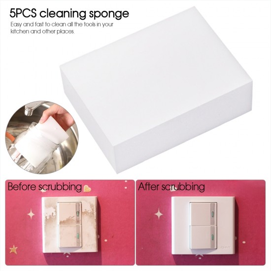 5pcs/Set White Magic Nano Melamine Sponge 